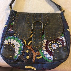 CHRISTIANA Beaded Leather Bag Retail $295